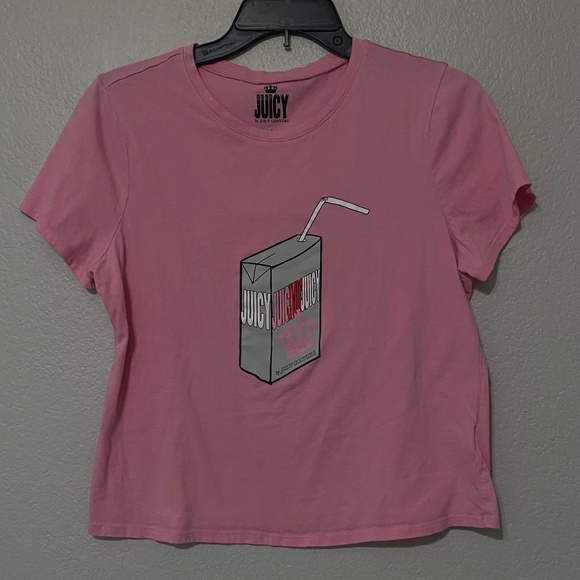 Juicy Couture Womens Crew Neck Short Sleeve Juice Box T-Shirt Hot Pink L - Picture 1 of 3